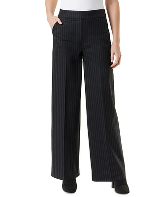 Gloria Vanderbilt Women's Wide-Leg Striped Pull-On Pants - Black