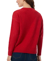 Jones New York Petite Diagonal Knit Crewneck Sweater