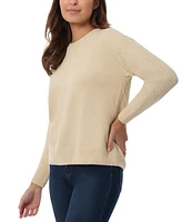 Jones New York Petite Diagonal Knit Crewneck Sweater