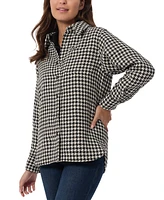 Jones New York Petite Houndstooth Snap-Front One-Pocket Jacket