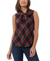 Jones New York Petite Plaid-Print Bow-Tie Sleeveless Top