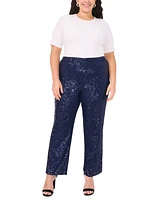 Msk Plus Size Sequined Mesh Pull-On Palazzo Pants
