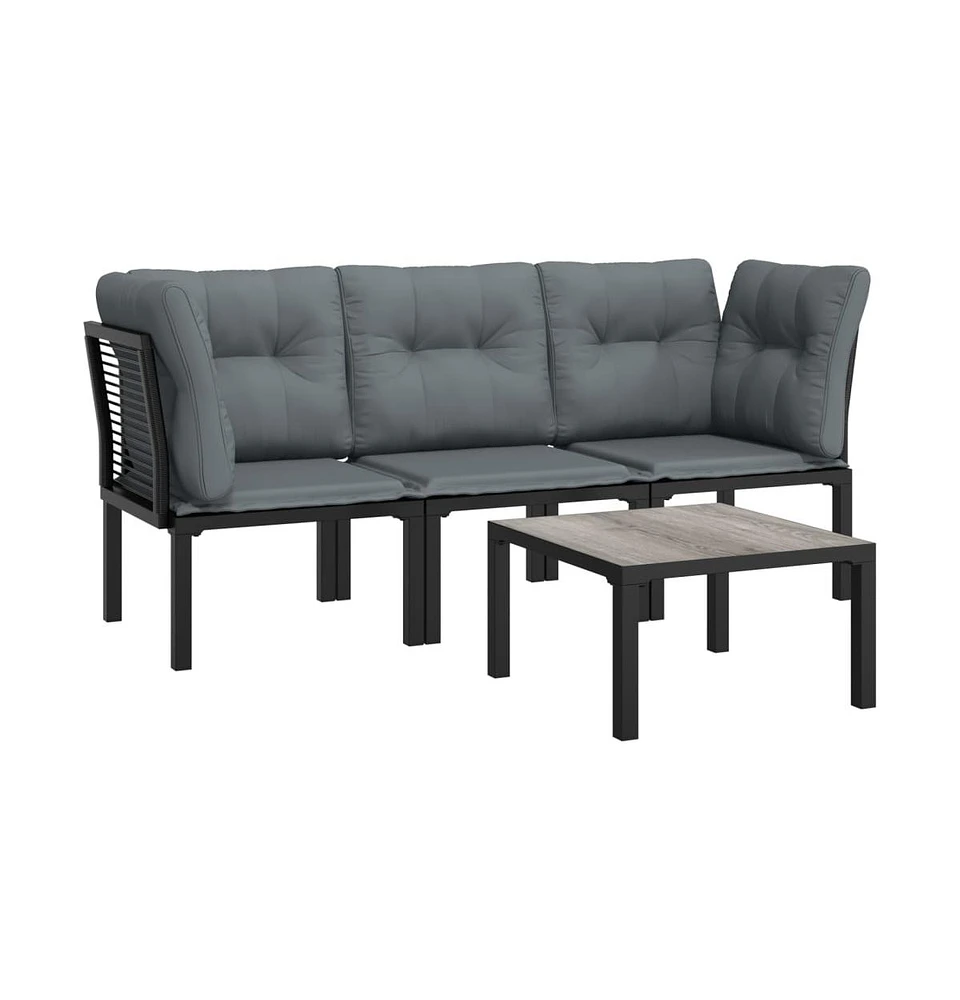 vidaXL Piece Patio Lounge Set Black and Gray Poly Rattan