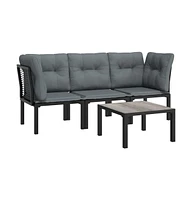 vidaXL Piece Patio Lounge Set Black and Gray Poly Rattan