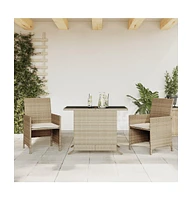 vidaXL 3 Piece Bistro Set with Cushions Beige Poly Rattan