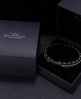 Rhona Sutton Gunmetal Brown Cord with Chain Stainless Steel Bracelet