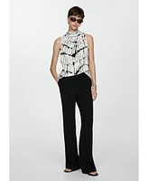 Mango Women's Printed Draped Detail Blouse