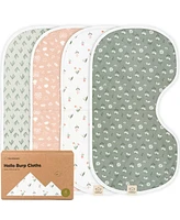 KeaBabies Kids 4pk Hallo Baby Burp Cloths, Organic Cotton Cloth for Girls, Boys, Soft & Absorbent Burping Cloths