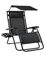Best Choice Products Folding Zero Gravity Recliner Patio Lounge Chair w/ Canopy Shade, Headrest