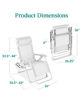 Best Choice Products Monochromatic Zero Gravity Chair, Folding Patio Recliner w/Side Tray, Headrest