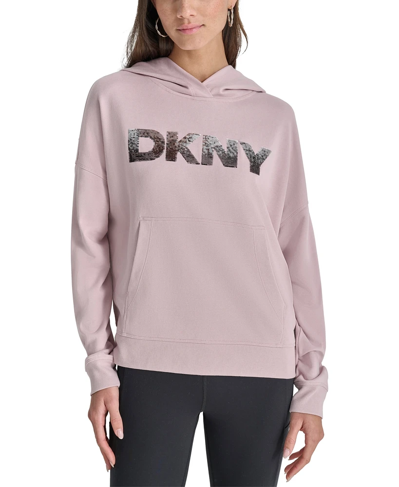 Dkny Sport Women's Sequin Pullover Fleece Hoodie