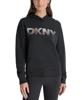 Dkny Sport Women's Sequin Pullover Fleece Hoodie