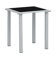 vidaXL Patio Table Black and Silver 16.1"x16.1"x17.7" Steel and Glass