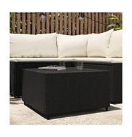 vidaXL Square Patio Coffee Table 19.7"x19.7"x11.8" Poly Rattan