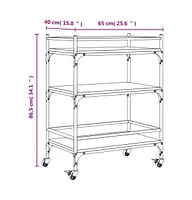 vidaXL Kitchen Trolley Black 25.6"x15.7"x34.1" Engineered Wood