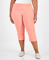 Jm Collection Plus Tummy Control Pull-On Capri Pants, Created for Macy's