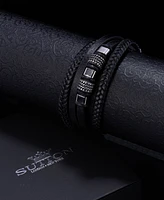 Rhona Sutton Black Nexus Multi Leather Stainless Steel Bracelet