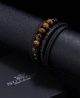 Rhona Sutton Black Apex Multi Leather Stainless Steel Bracelet