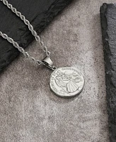 Rhona Sutton Silver Stainless Steel Saint Christopher Coin Pendant Necklace