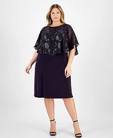 Connected Plus Cape-Overlay Sheath Dress