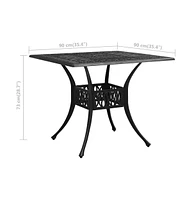 vidaXL Patio Table Black 35.4"x35.4"x28.7" Cast Aluminum