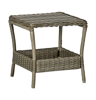 vidaXL Patio Table Brown 7.7"x17.7"x18.3" Poly Rattan