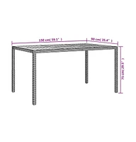 vidaXL Patio Table 59.1"x35.4"x29.5" Poly Rattan and Acacia Wood Gray