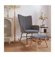 vidaXL Rocking Chair with a Stool Dark Gray Fabric