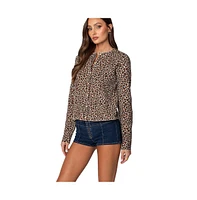 Edikted Women's Leopard Printed Knit Cardigan