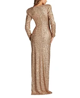 Tadashi Shoji Women's Jazzy Sequin Mesh Plunge Gown