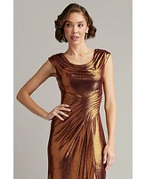 Tadashi Shoji Women's Houghton Metallic Crisscross Draped Gown