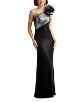 Tadashi Shoji Women's Korra One Shoulder Metallic Contrast Gown