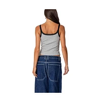 Edikted Women's Jude Lacey Ribbed Tank Top - Gray