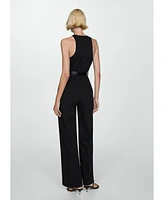 Mango Women's Zipper Detail Belted Jumpsuit