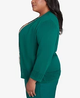 Alfred Dunner Plus Emerald Isle Biadere Two One Sweater