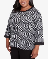 Alfred Dunner Plus Runway Ready Houndstooth Textured Top