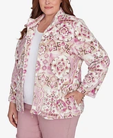 Alfred Dunner Plus Telluride Fuzzy Medallion Print Jacket