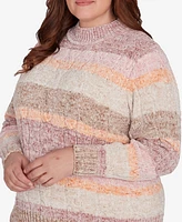 Alfred Dunner Plus Telluride Chenille Spray Dyed Stripe Sweater