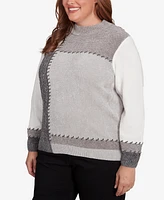 Alfred Dunner Plus Copenhagen Patchwork Sweater