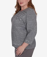 Alfred Dunner Plus Copenhagen Pewter Fair Isle Sweater