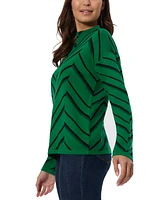 Jones New York Women's Chevron Mock-Neck Sweater