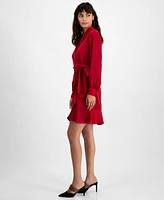 Bar Iii Women's Blouson-Sleeve Faux-Wrap Dress, Created for Macy's