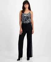 Bar Iii Women's High Rise Rhinestone-Trim Pants, Created for Macy's