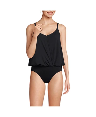 Lands' End Women's Smoothing Control Blouson Fauxkini One Piece Swimsuit