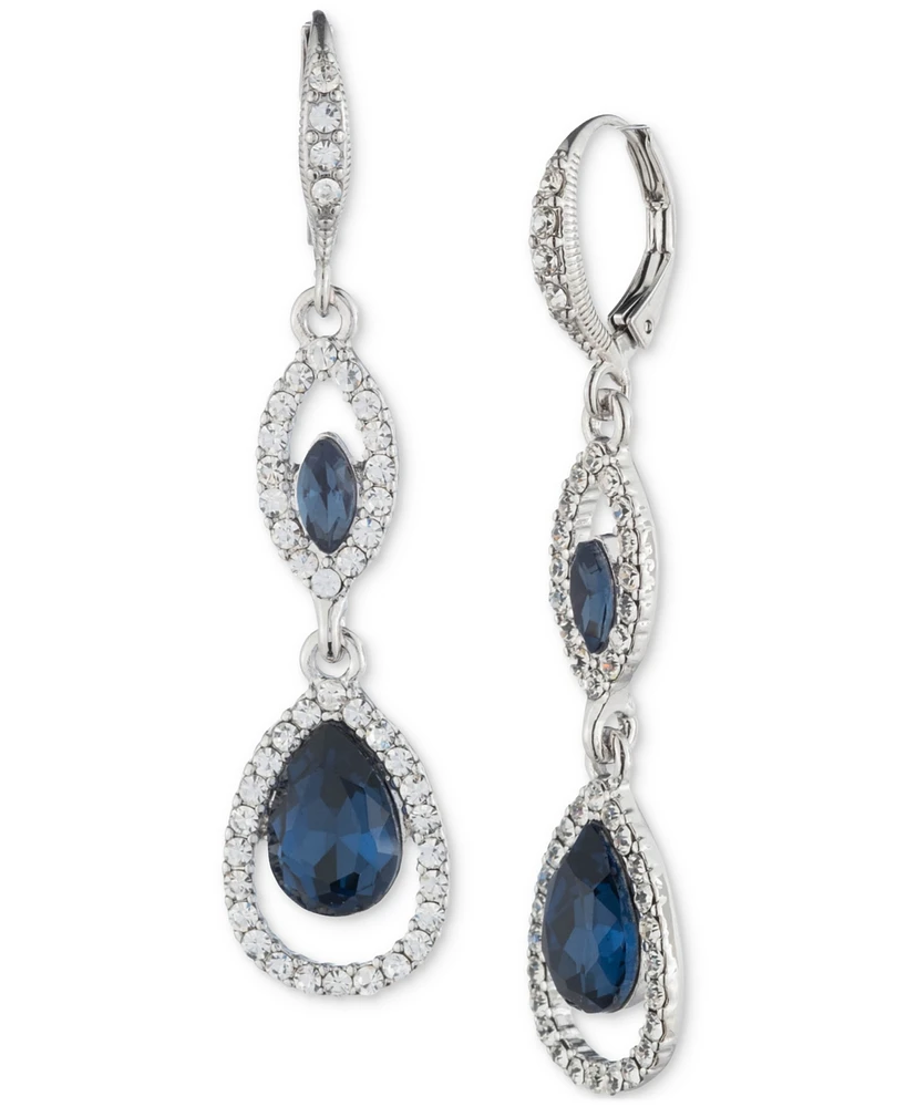 Givenchy Pave & Color Crystal Double Drop Earrings