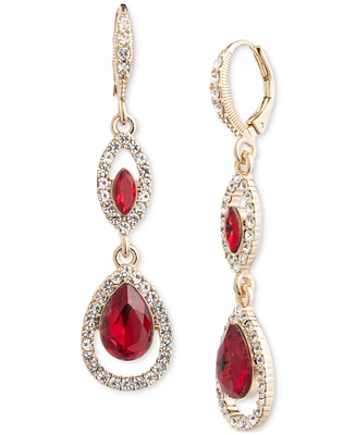 Givenchy Pave & Color Crystal Double Drop Earrings