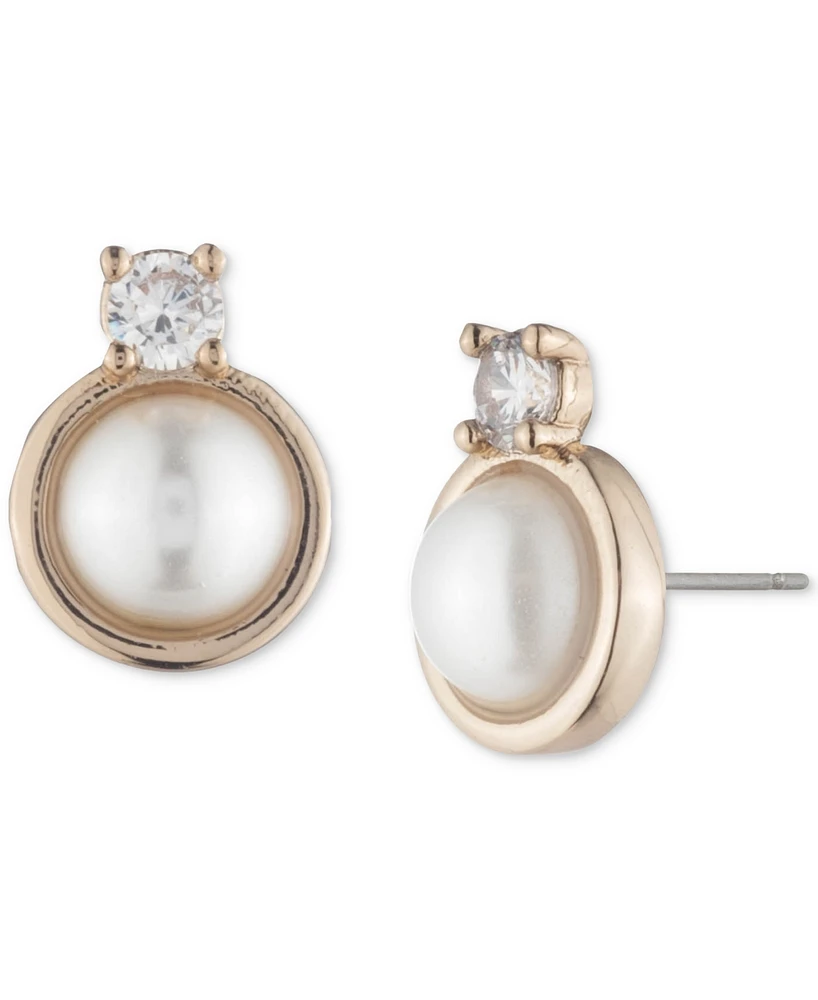 Givenchy Gold-Tone Crystal & Imitation Pearl Stud Earrings