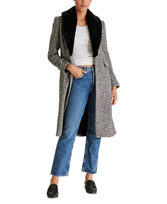 Steve Madden Women's Dienne Faux-Fur-Trim Coat