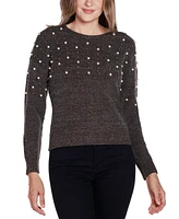 Belldini Women's Black Label Embellished Drop-Shoulder Sweater