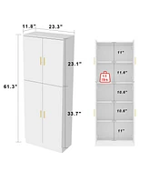 Famapy White Storage Cabinet Bookcase with 5-Shelves